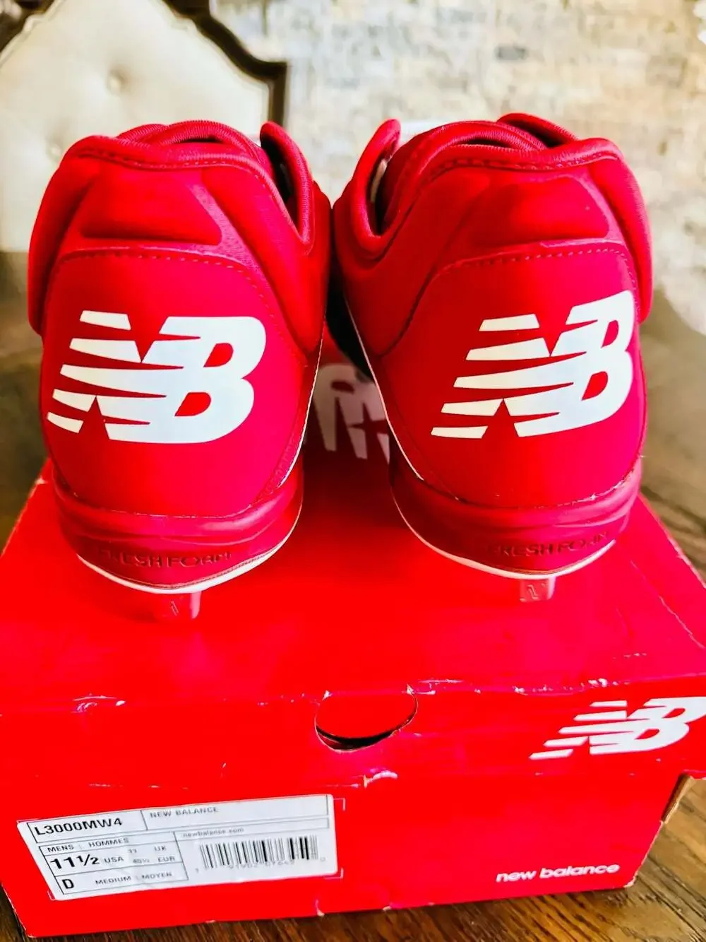 New Balance 3000v4 Fresh Foam Low Metal Baseball Cleats L3000MW4 Red Sz 11.5